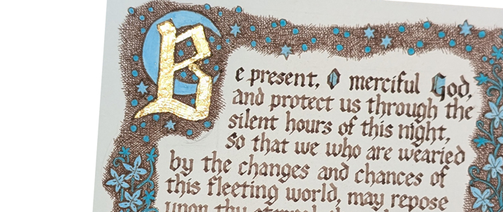 Night Prayer in calligraphy with decorative border