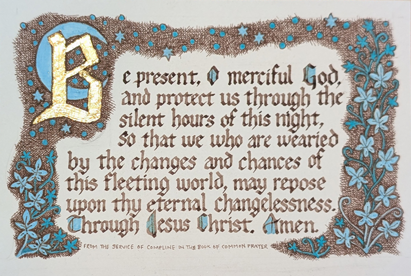 Night Prayer in calligraphy with decorative border